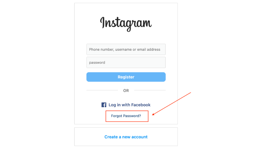 Resetting Instagram Password